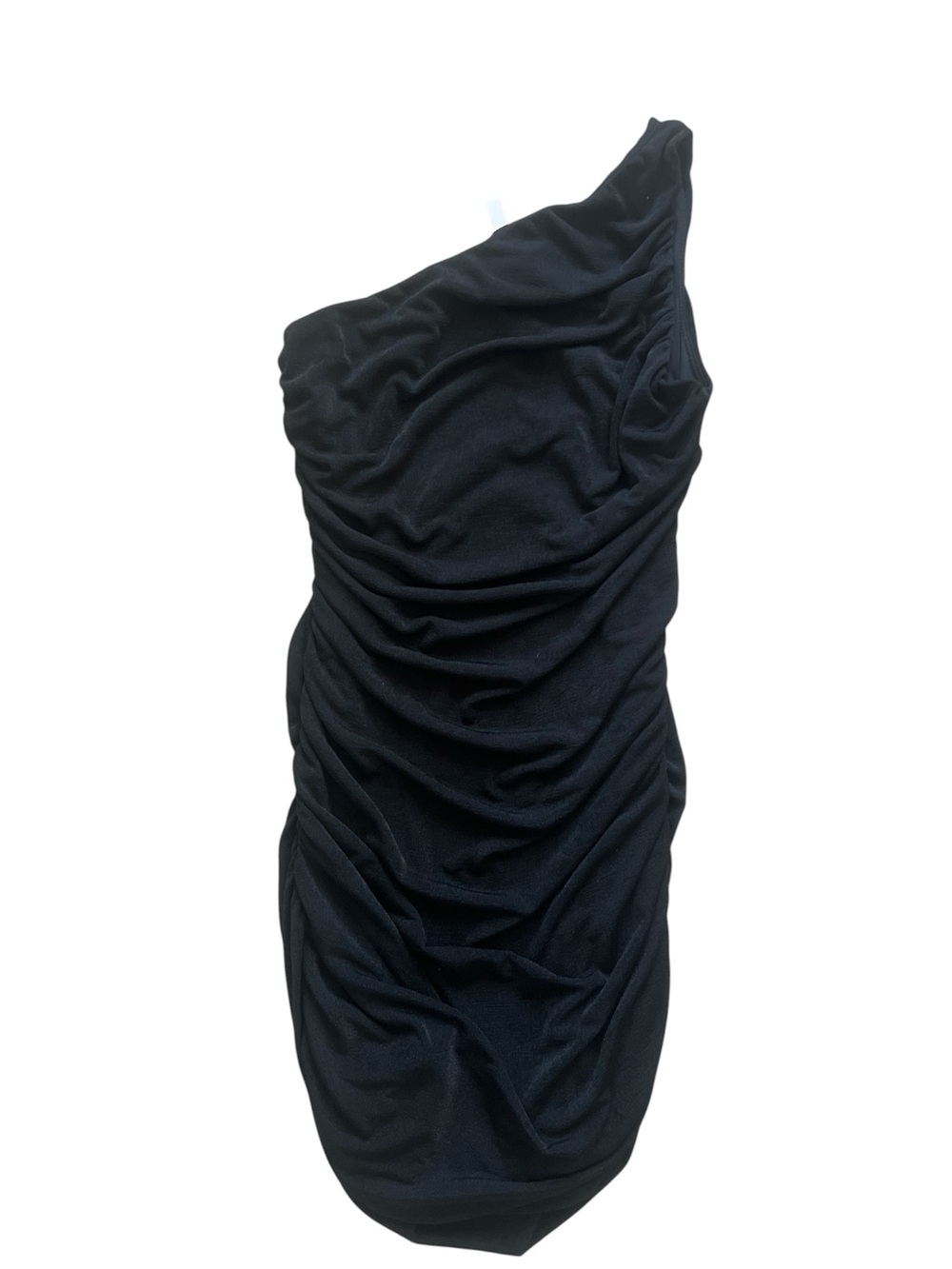 Lucy in the Sky Faye Ruched One Shoulder Black Mini Dress | Size Large
